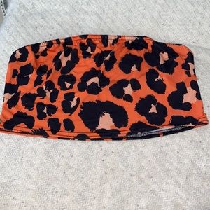 Orange leopard bando top